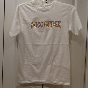 White & Gold "COCO FOREVER" T-Shirt, Size Small
